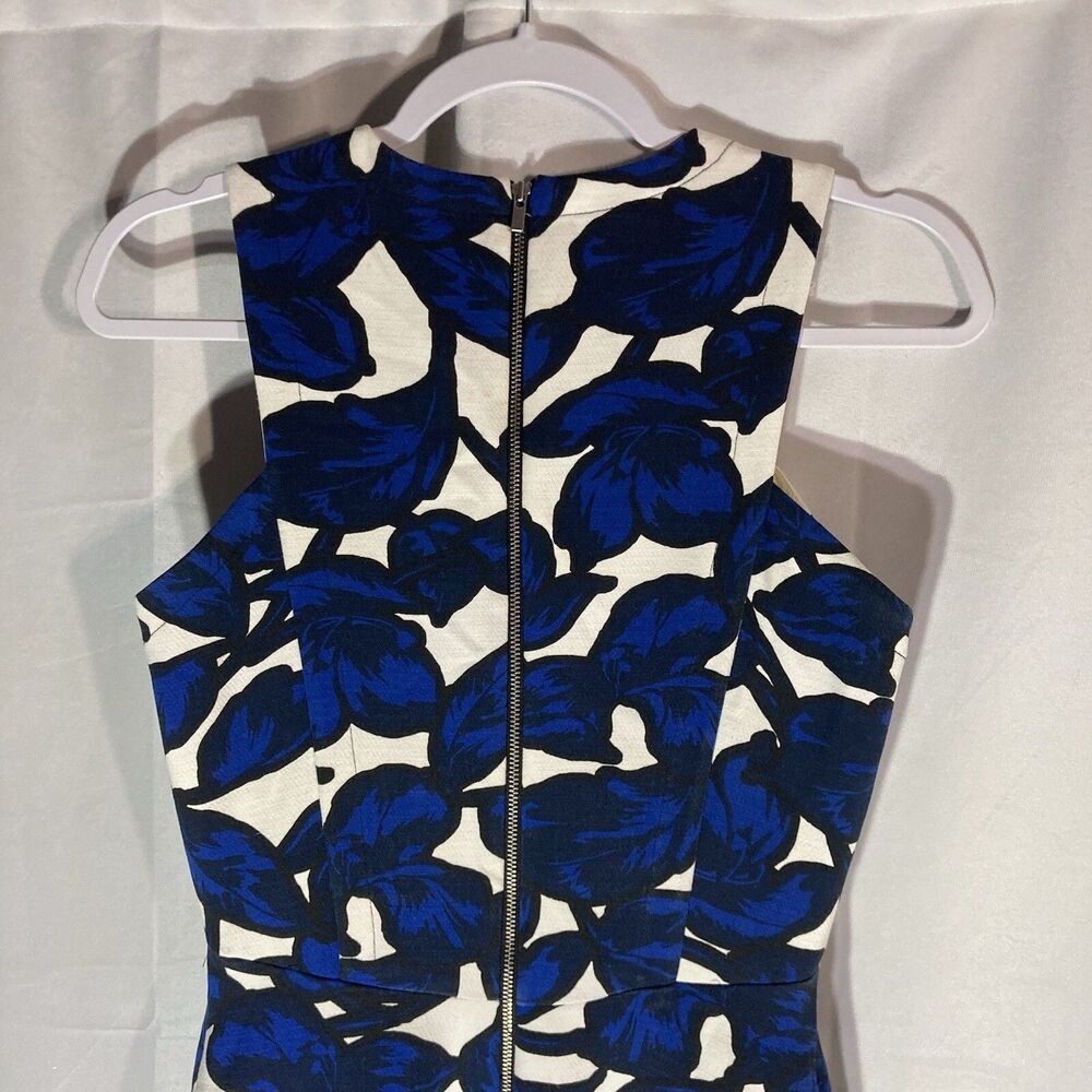 BANANA REPUBLIC white blue black floral sleeveless aline dress 2 - Picture 7 of 9